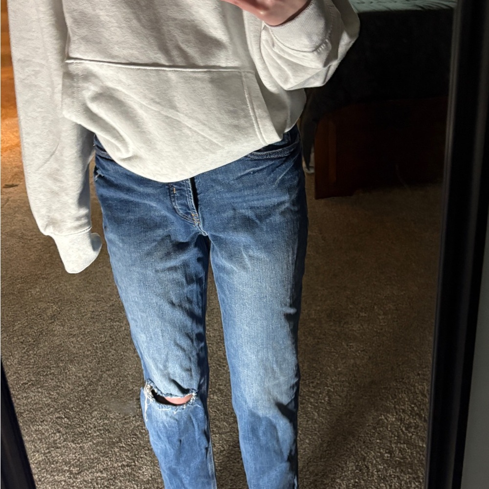 Women's Ripped Straight Blue Jeans